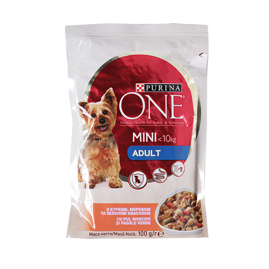 Purina One Adult for dogs with chicken, carrot, green beans in sauce food 100g