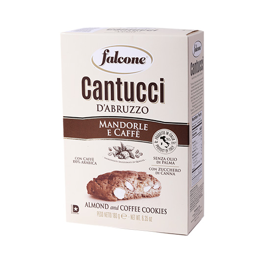 Печенье Falcone Cantucci с нарезанными ядрами ореха миндаля и кофе 180г