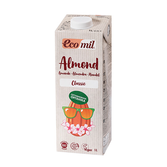 Рослинне молоко Ecomil з мигдалю класичне органічне 1л