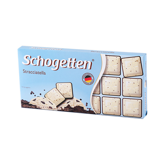 Шоколад Schogetten білий зі шматочками смажених подрібнених какао-бобів та чорним шоколадом 100г