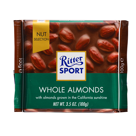 Ritter sport whole almonds milk chocolate 100g
