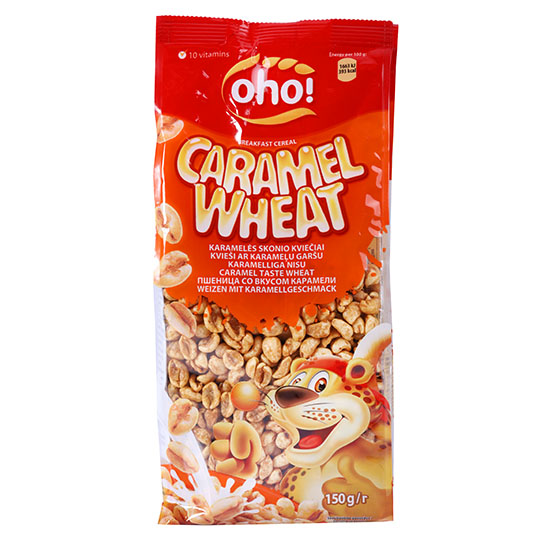 Сухой завтрак Oho воздушные зерна пшеницы со вкусом карамели 150г