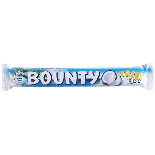 Bounty Trio Coconut Filling Milk-Chocolate Glazed Chocolate Bar 3pcs 85g