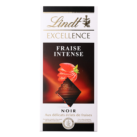 Lindt Excellence with strawberry black chocolate 100g