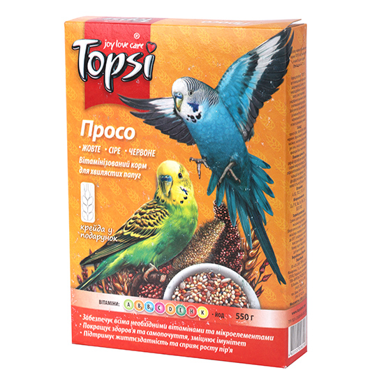 Корм Topsi просо вітамінізоване для хвилястих папуг 600г