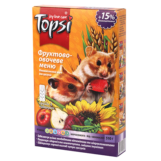 Topsi food Fruit and vegetable menu for small rodents 510g