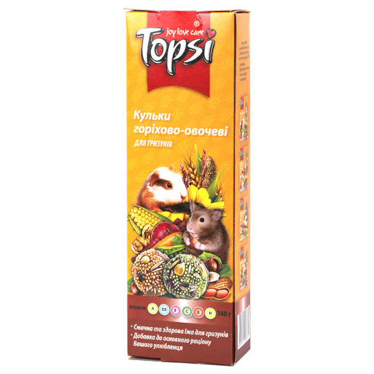 Кульки Topsi горіхово-овочеві для гризунів 140г