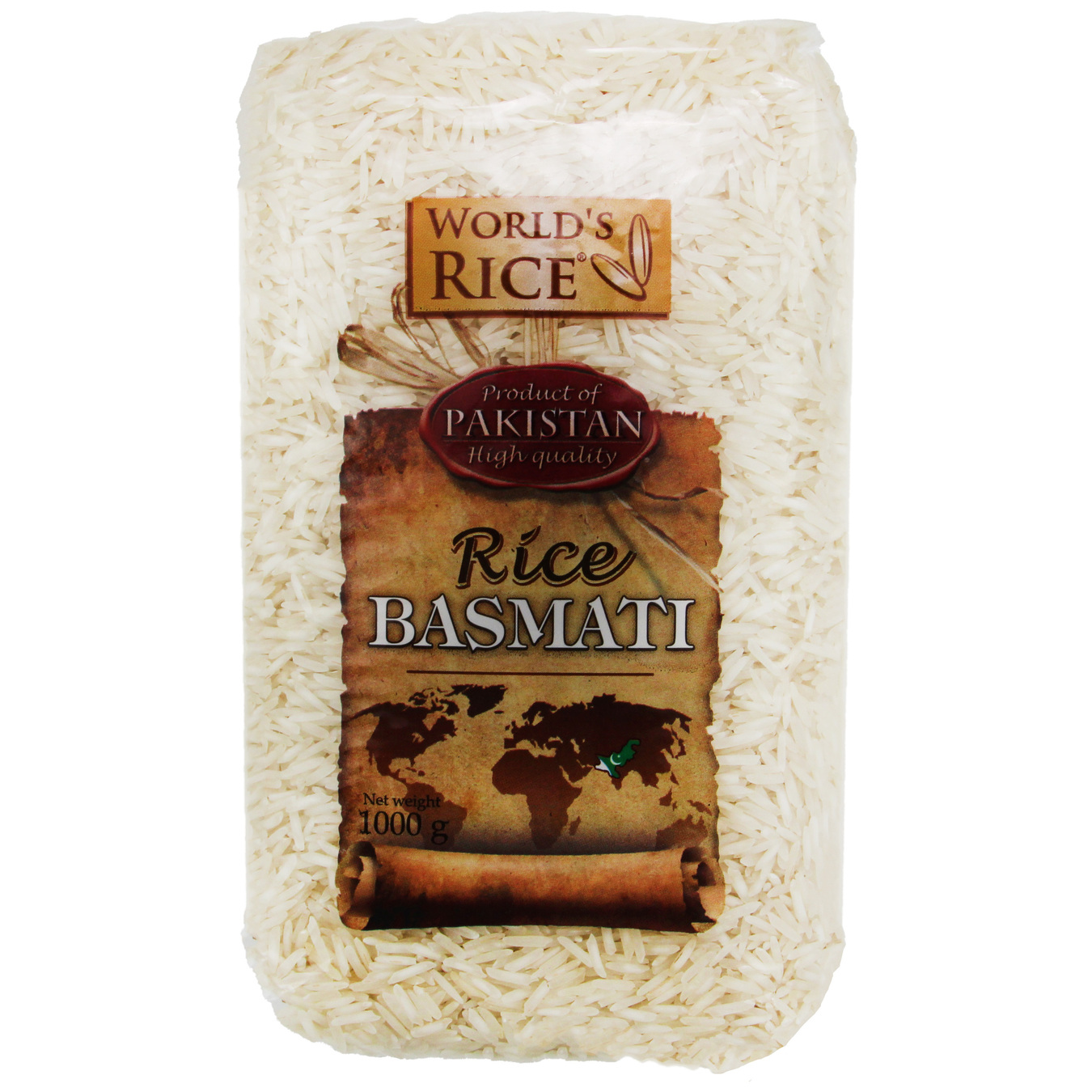 Рис World's Rice Басматі шліфований довгозернистий 1кг
