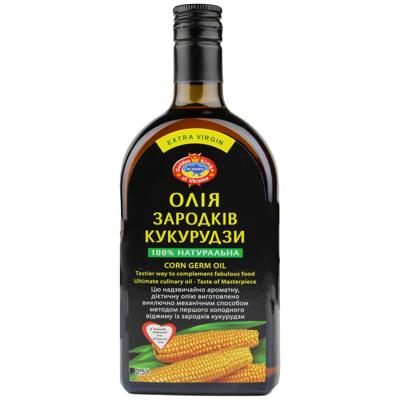 Масло кукурузное Golden Kings of Ukraine первого холодного отжима нерафинированное и недезодорированное 500мл