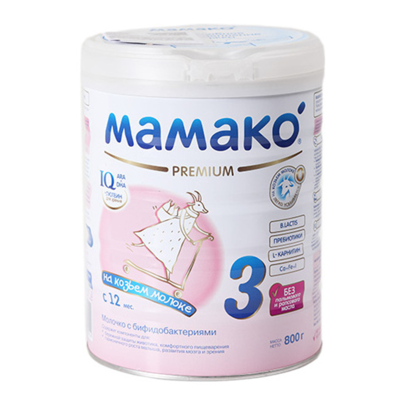 Смесь Мамако 3 Премиум Молочко с бифидобактериями на основе козьего молока для детей с 12 месяцев 800г