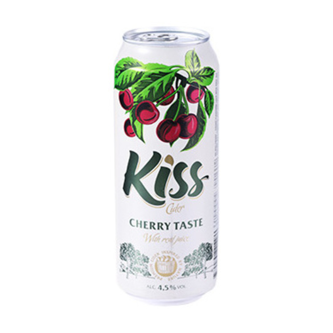 Сидр Kiss зі смаком вишні пастеризований 4,5% 0,5л