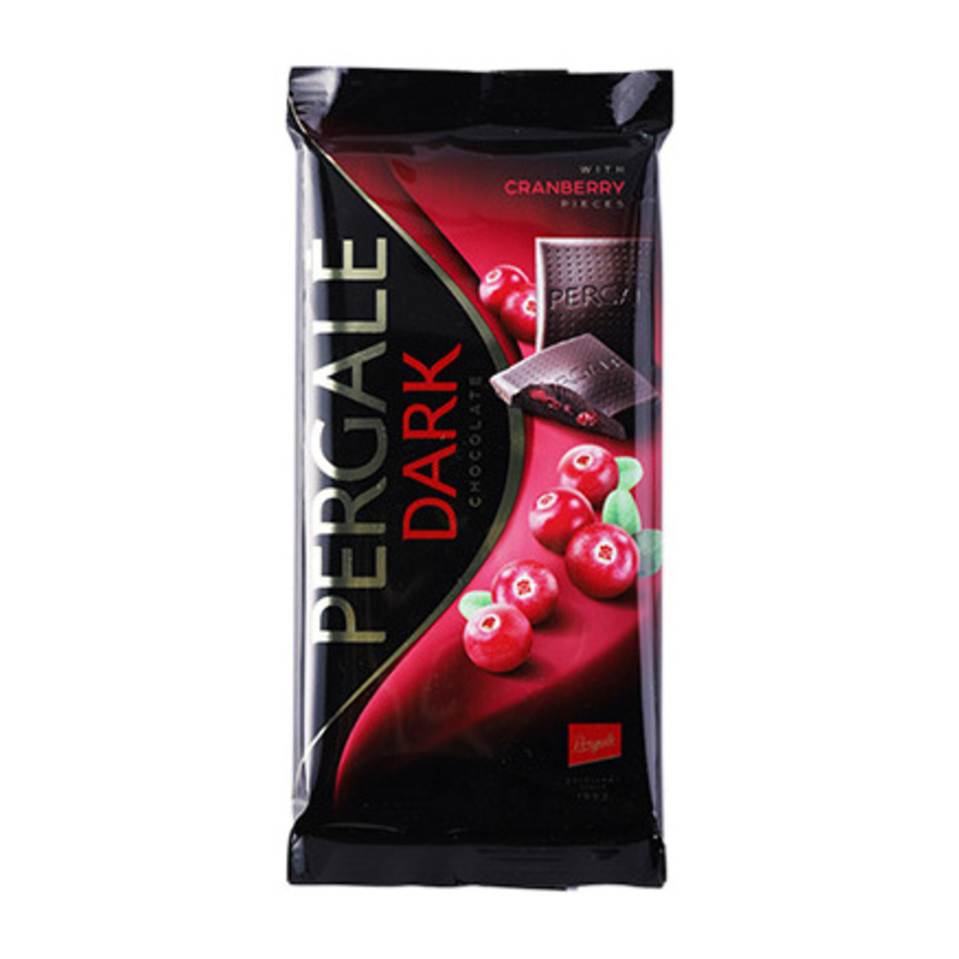 Black Chocolate Pergale with Cranberry Pieces 93g