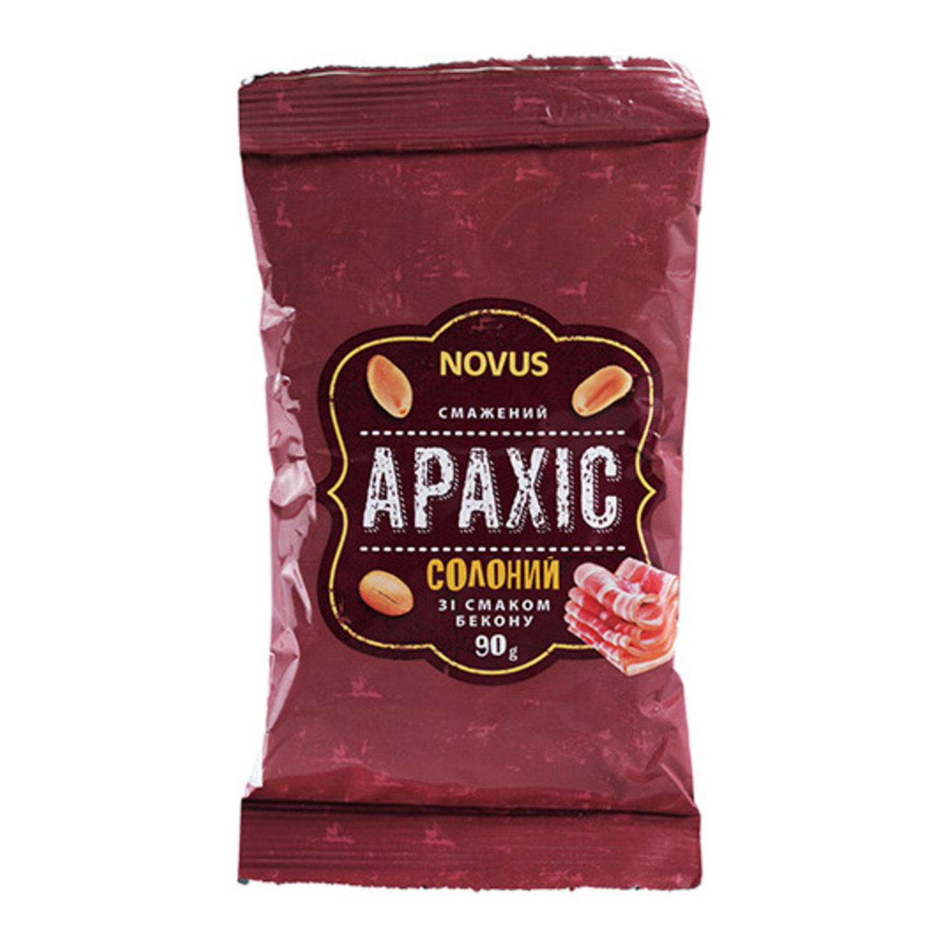 Арахіс NOVUS смажений солоний зі смаком бекону 90г