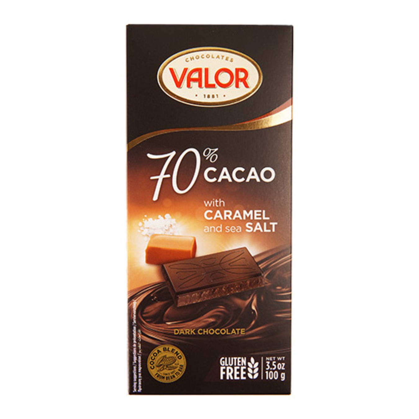 Шоколад чорний Valor з тоффі та сіллю 70% 100г