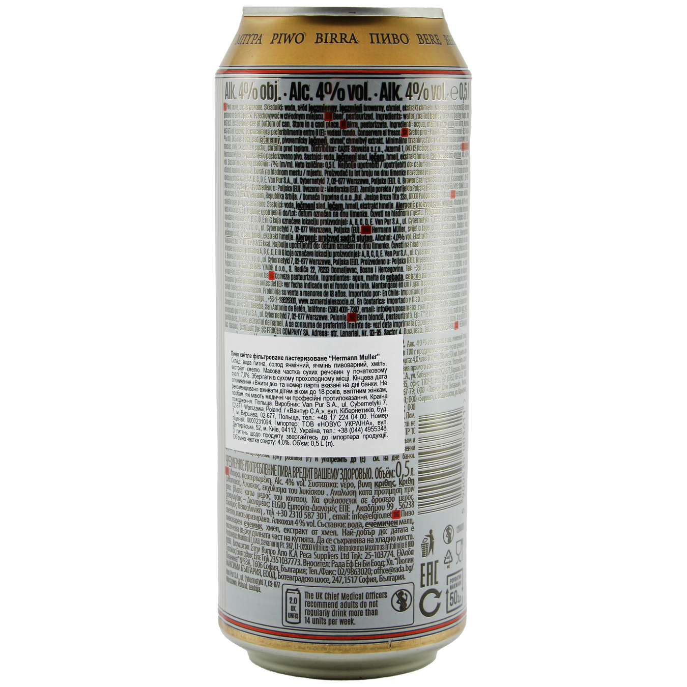 Hermann Muller Light Beer 4% 0,5l 2