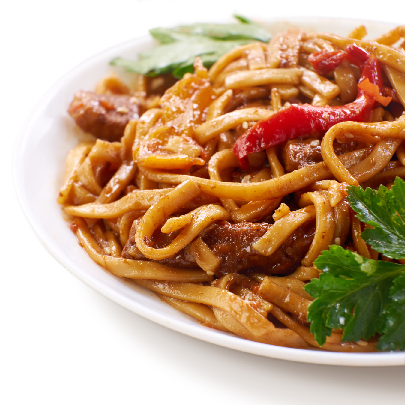 Udon noodles with pork in Thai 