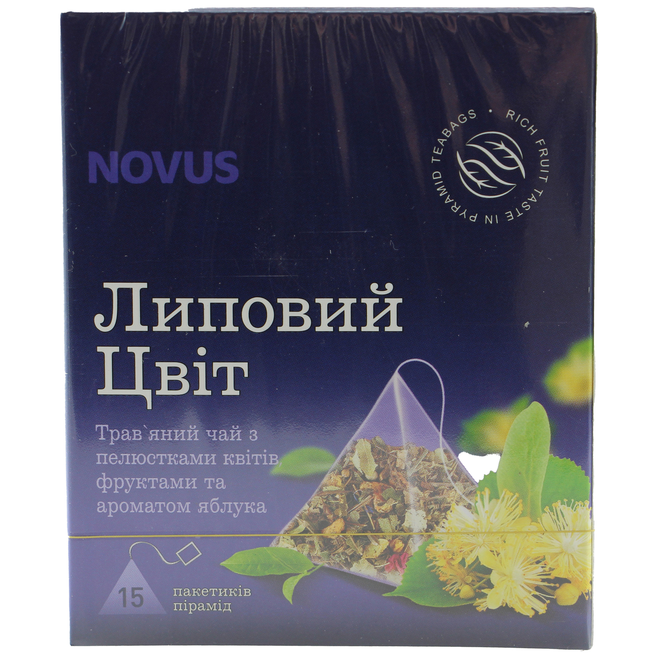 Чай травяной Novus Липовый цвет с фруктами, лепестками цветов и ароматом яблока 2г*15шт