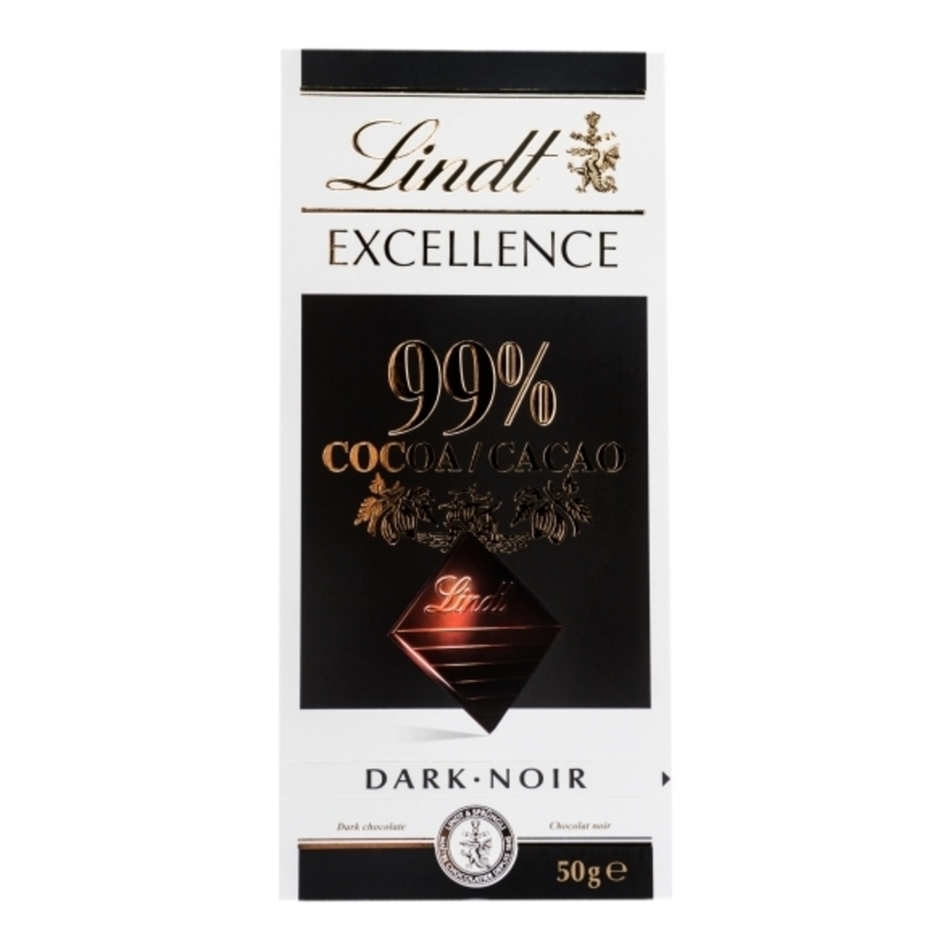 Black Chocolate Lindt Excellence Swiss Bitter in bars 99% 50g