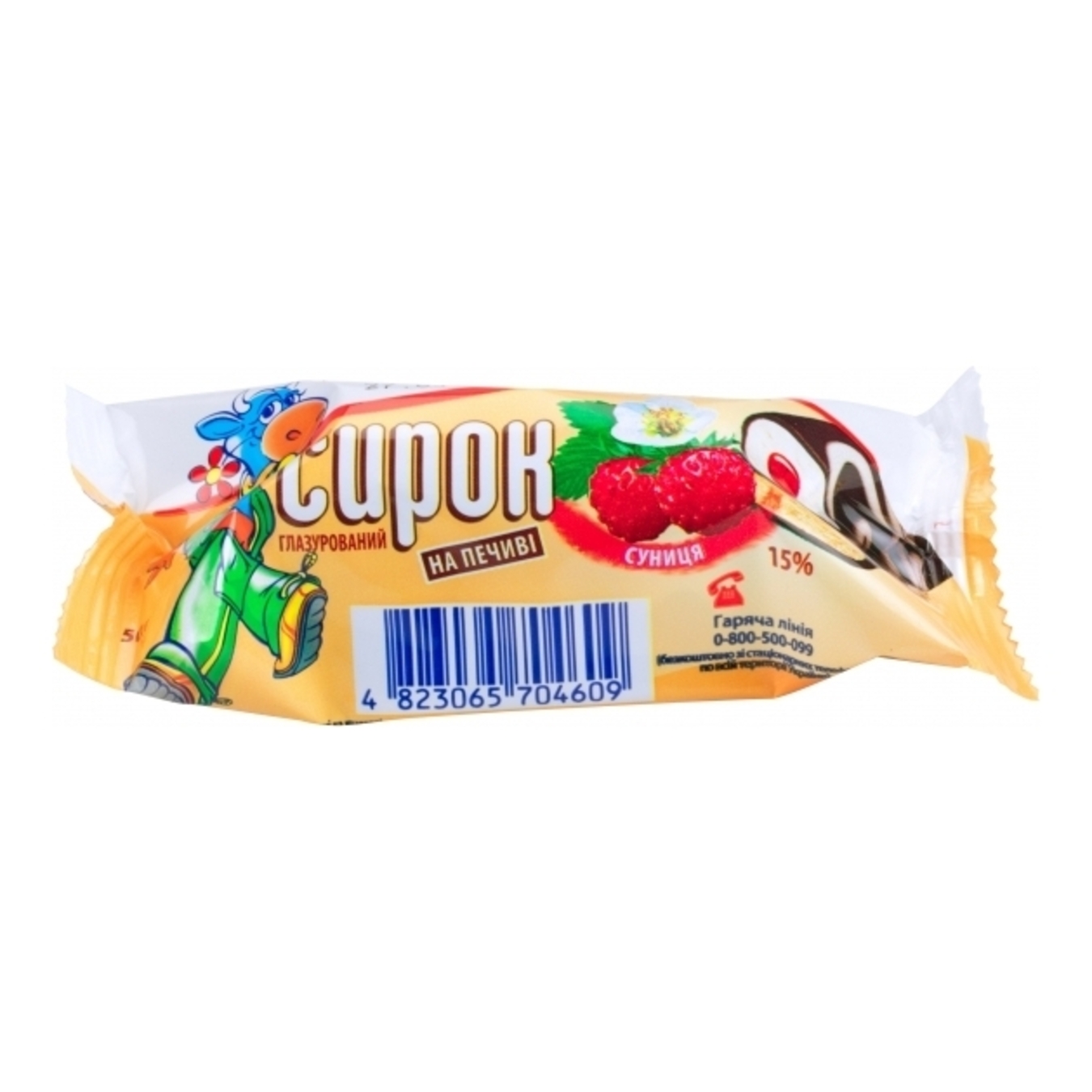 Fanni Glazed Curd Snack with Wild Strawberry Filling on a Cookie 15% 50g