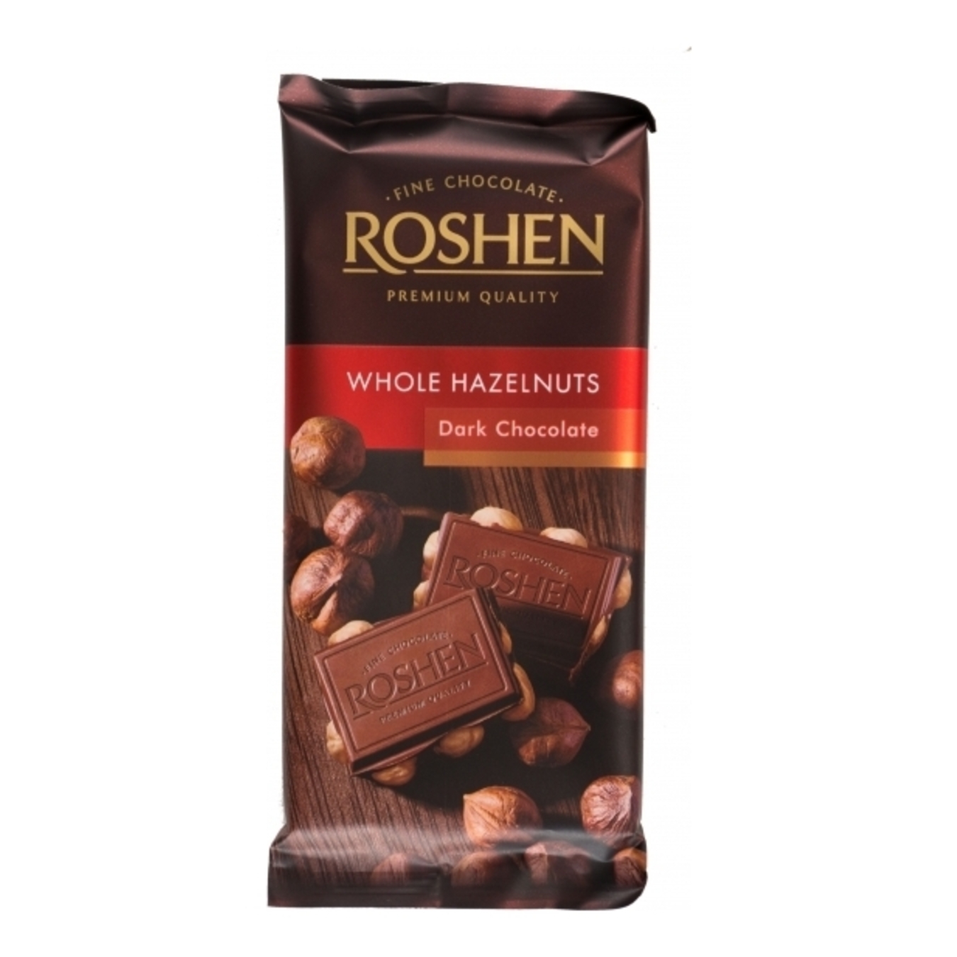 Шоколад Roshen Classic чорний з цілими лісовими горіхами 90г