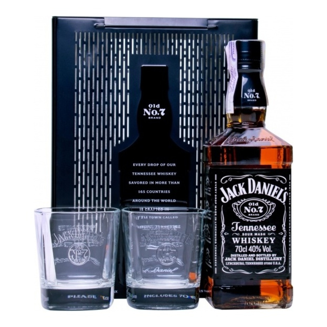 Віскі Jack Daniel`s Old 40% 0,7л + 2 склянки подарунковий набір