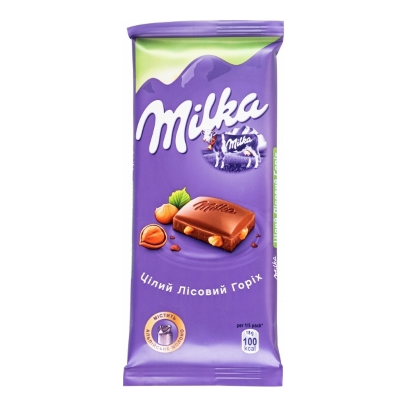 Шоколад Milka молочний з цілими лісовими горіхами 90г