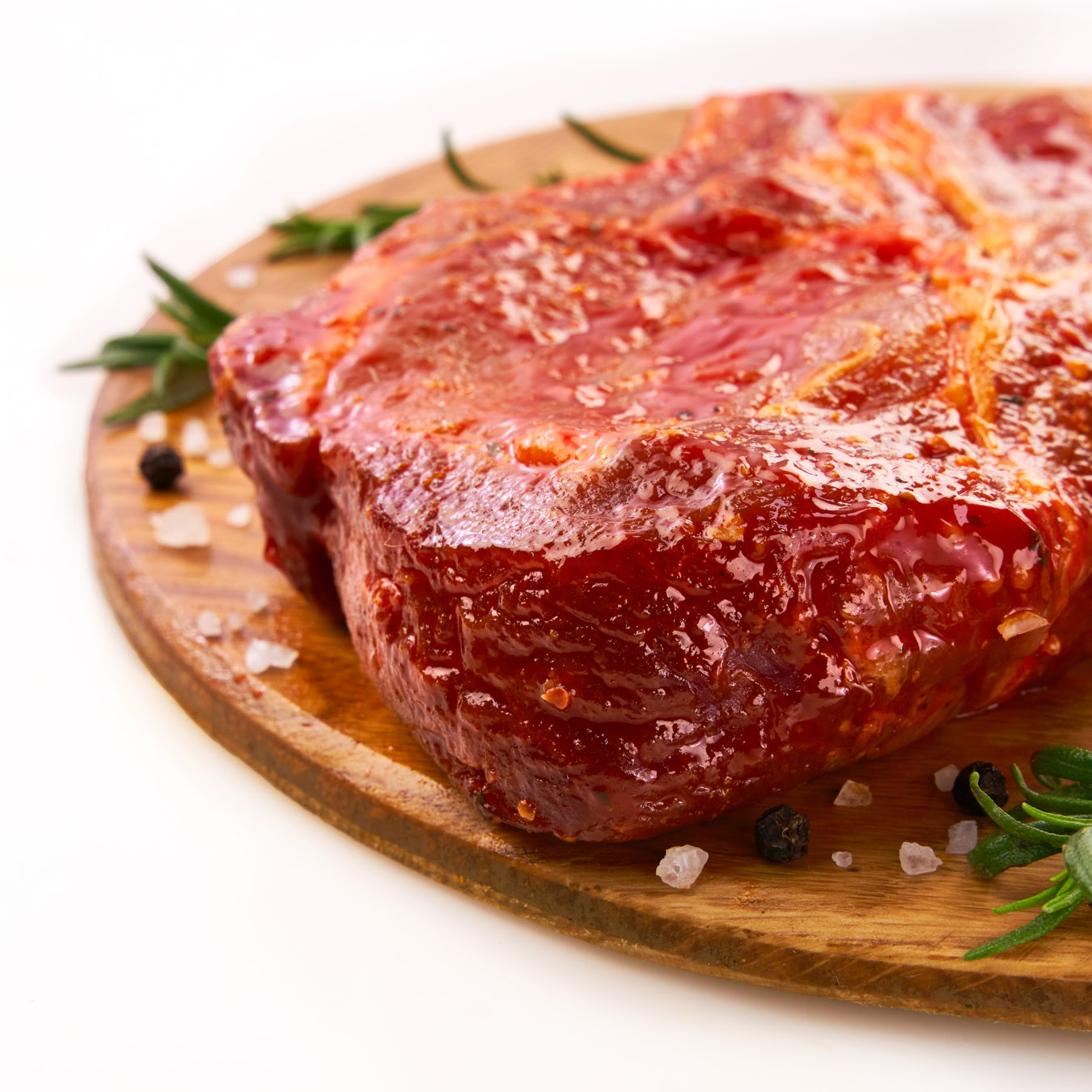 Chilled With Bone In Marinade Pork Loin Steak