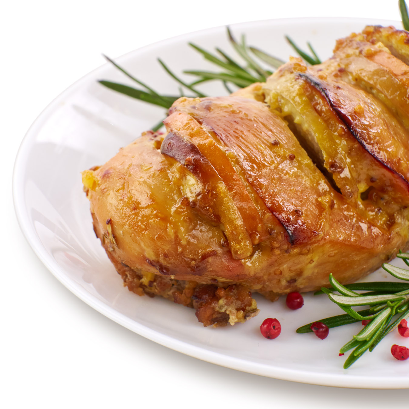 Baked chicken fillet with persimmon and apple