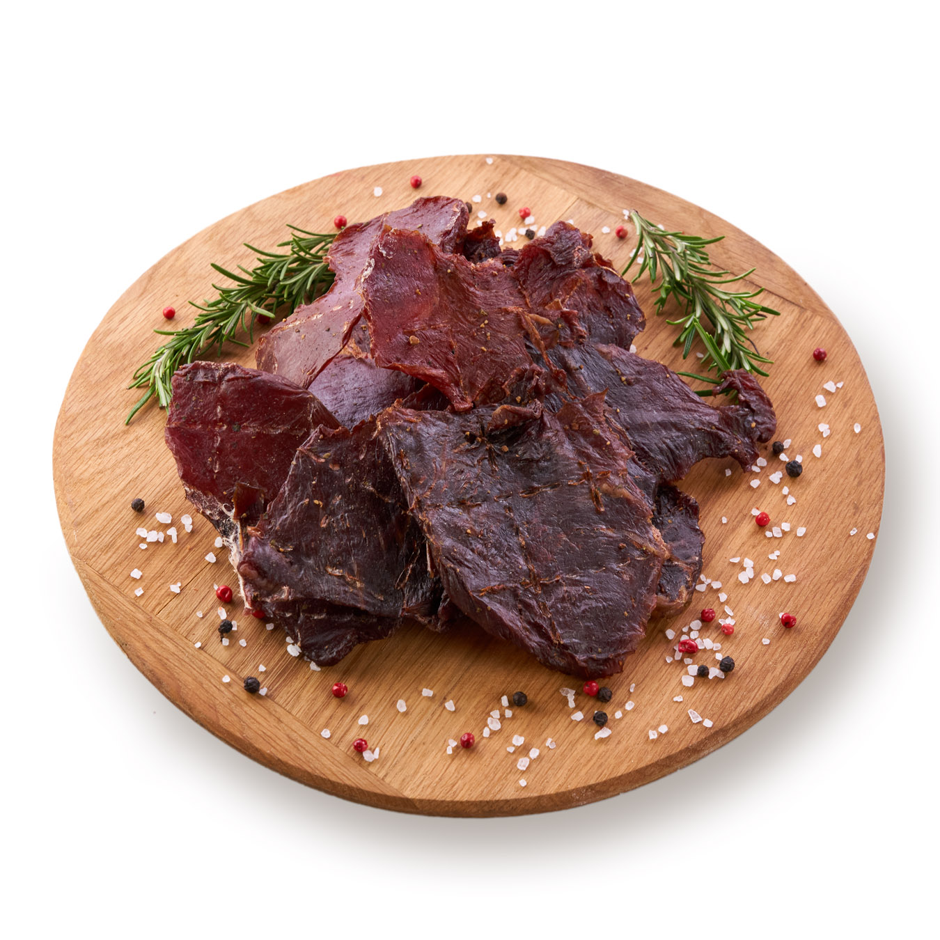Raw-smoked beef meat chips of the highest grade