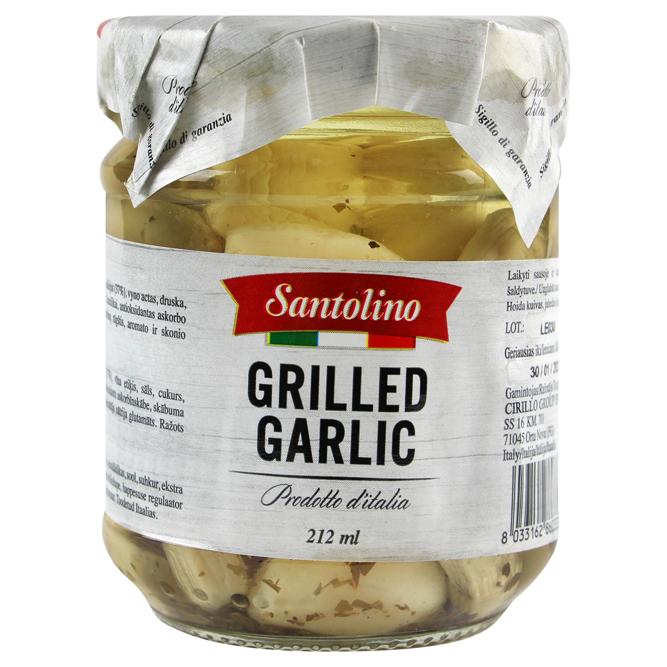 Santolino Grilled In Sunflower Oil Canned Pasteurized Garlic 190g