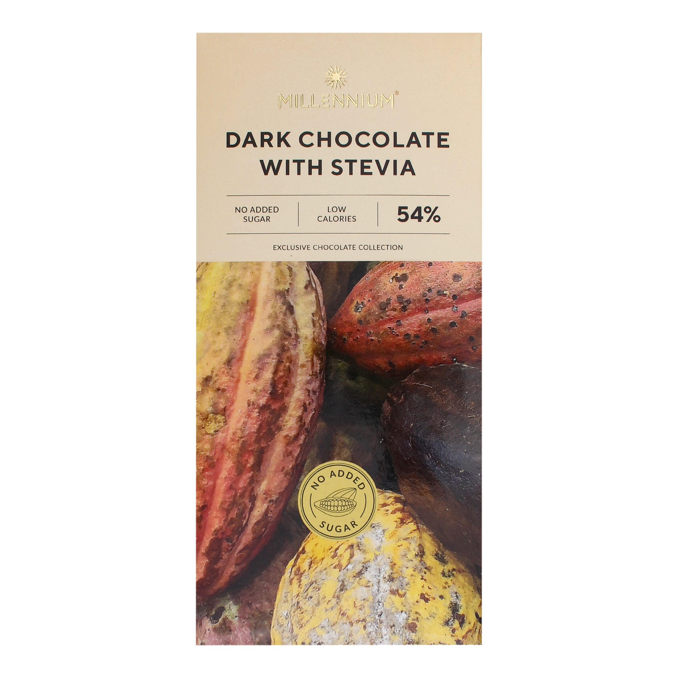 Шоколад Millennium чорний 54% зі стевією з підсолоджувачами 100г