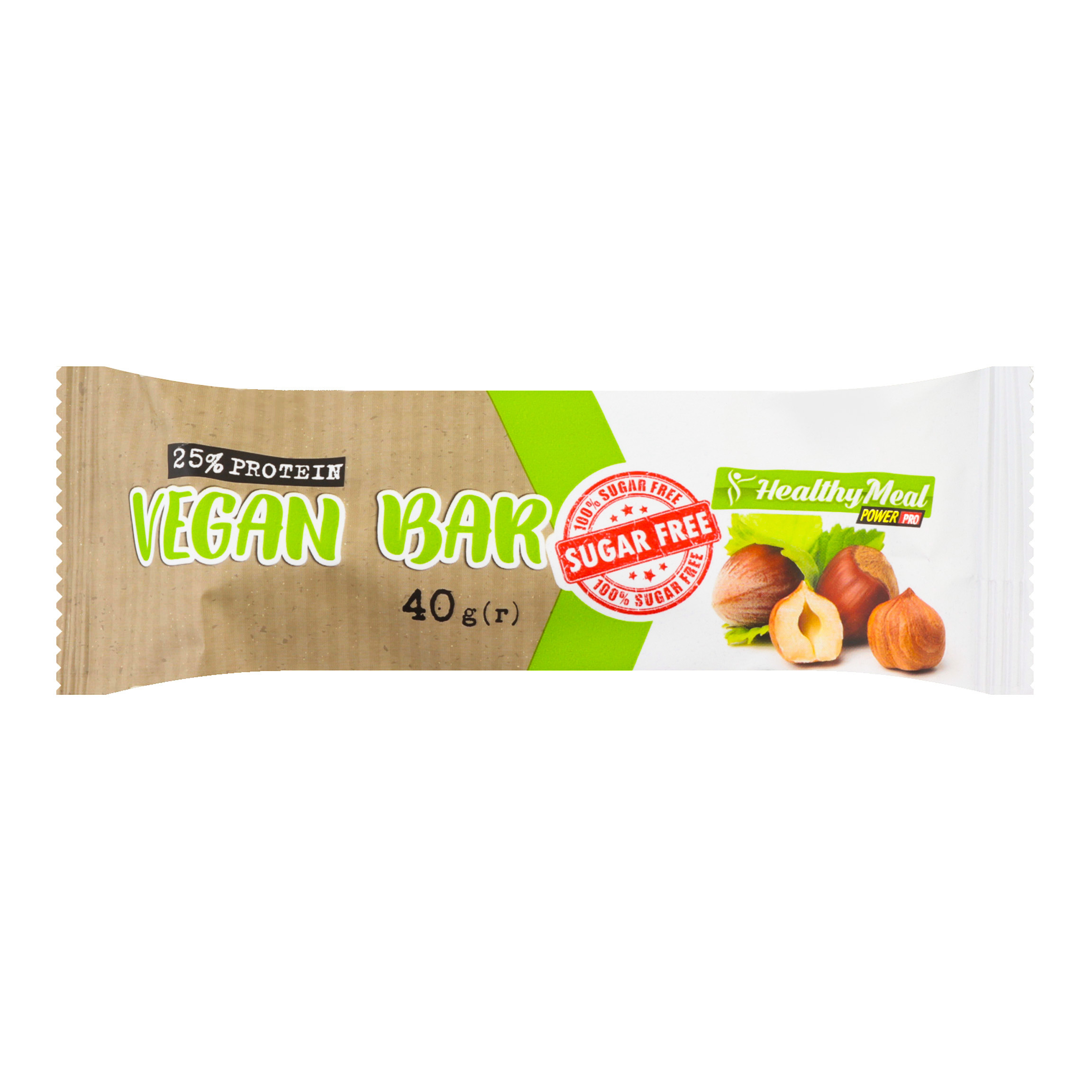 Батончик Healthy Meal протеїновий vegan з горіхами сухофруктами та злаками глазурований 40г