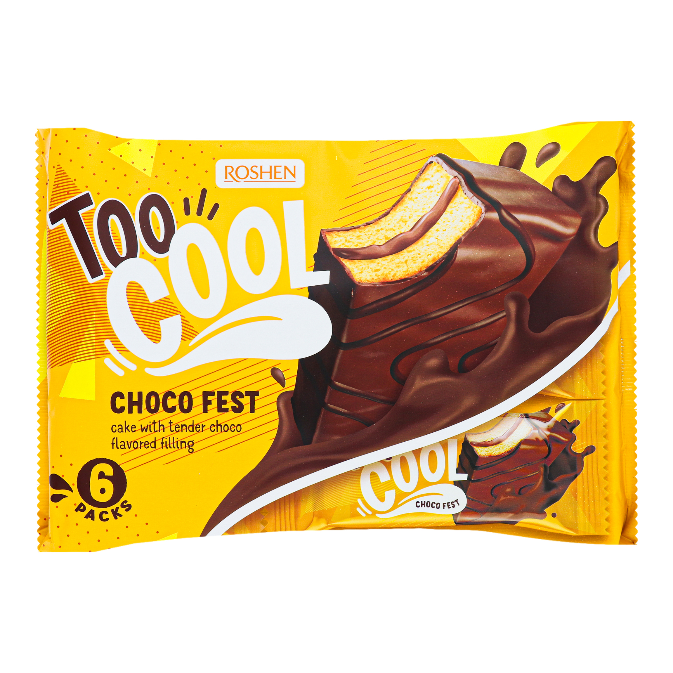 Тістечко Roshen Too Cool Choco Fest бісквітне з шоколадною начинкою 270г