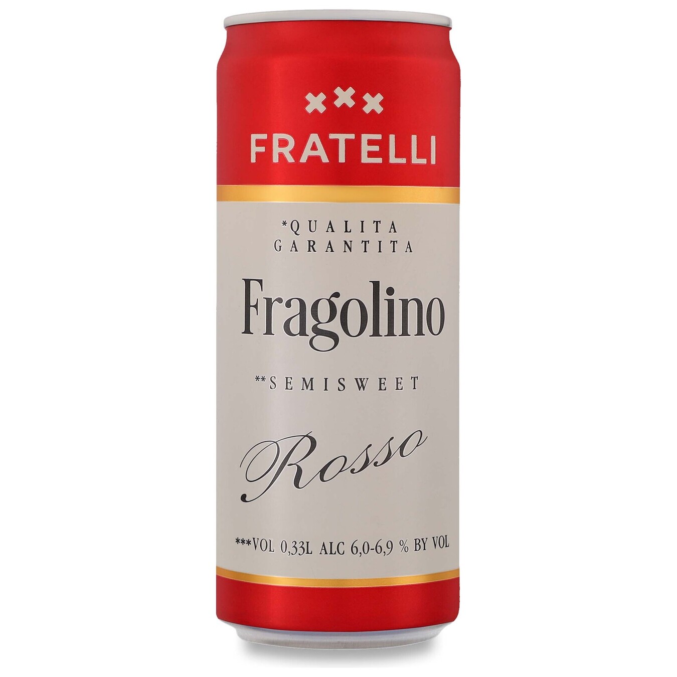 Напиток винный Fratelli Fragolino Rosso игристый красный полусладкий слабоалкогольный 6,0-6,9% 0,33л ж/б