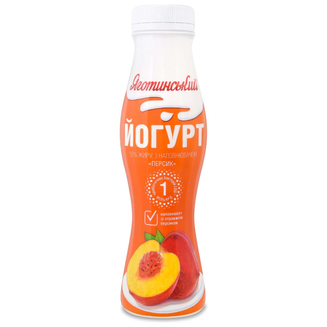 Йогурт Яготинський питний з наповнювачем персик 1,5% 270г