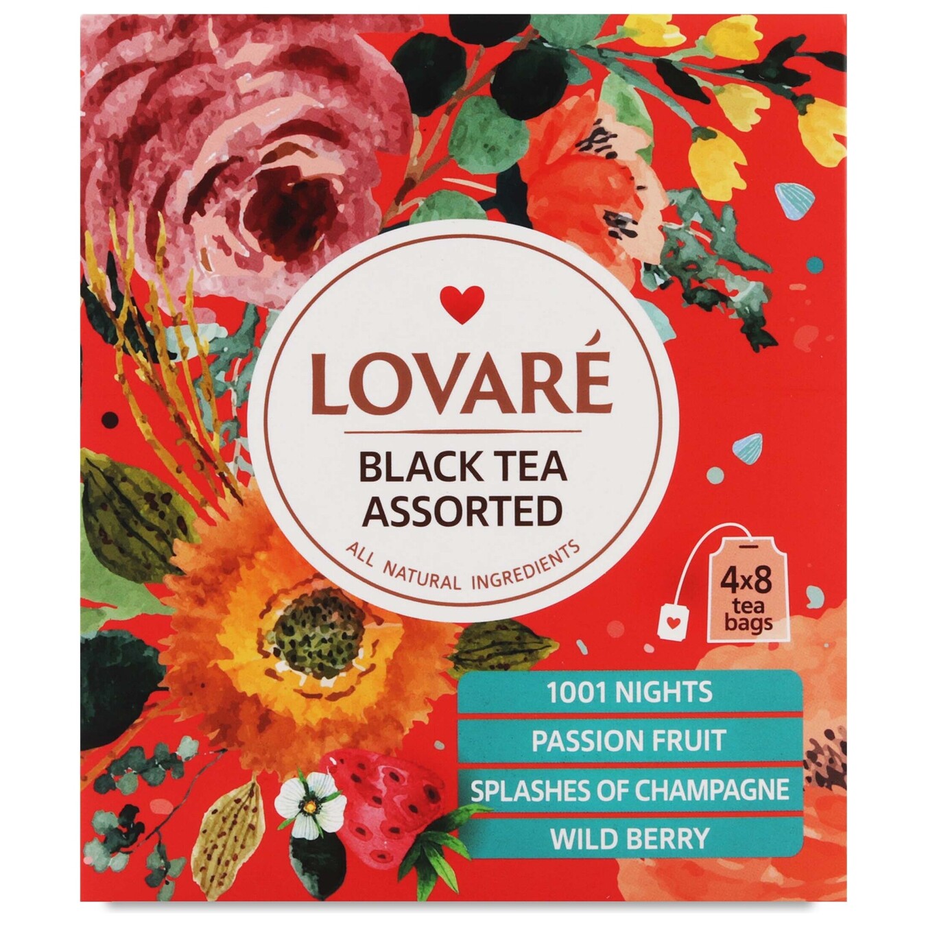 Чай черный Lovare Ассорти пакетированный 4*8 шт