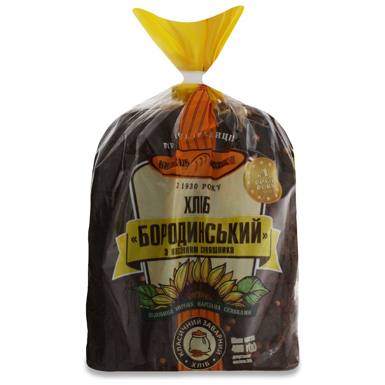 Хліб Київхліб Бородинський з насінням соняшника половинка в нарізці 400г