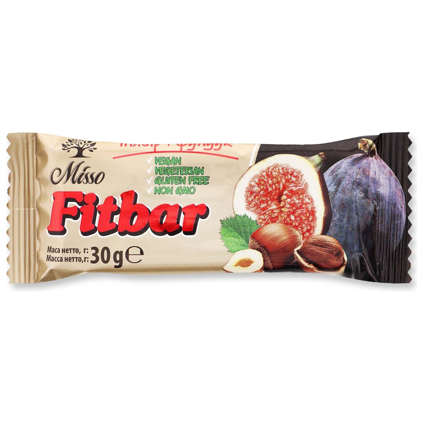 Батончик Misso Fitbar смесь прессованных сухофруктов инжир-фундук 30г