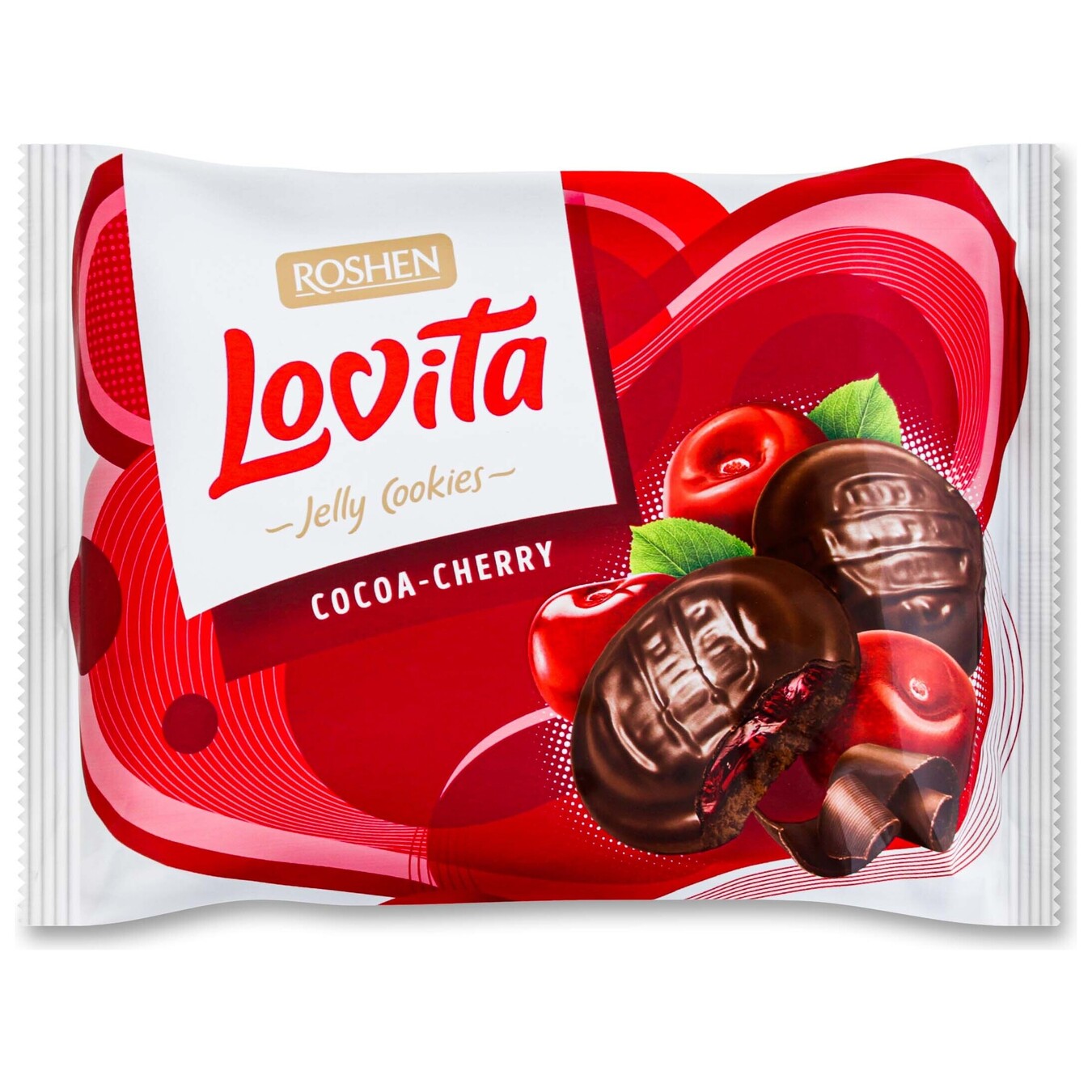 Печенье сдобное Roshen Lovita с желейной начинкой какао-вишня 420г