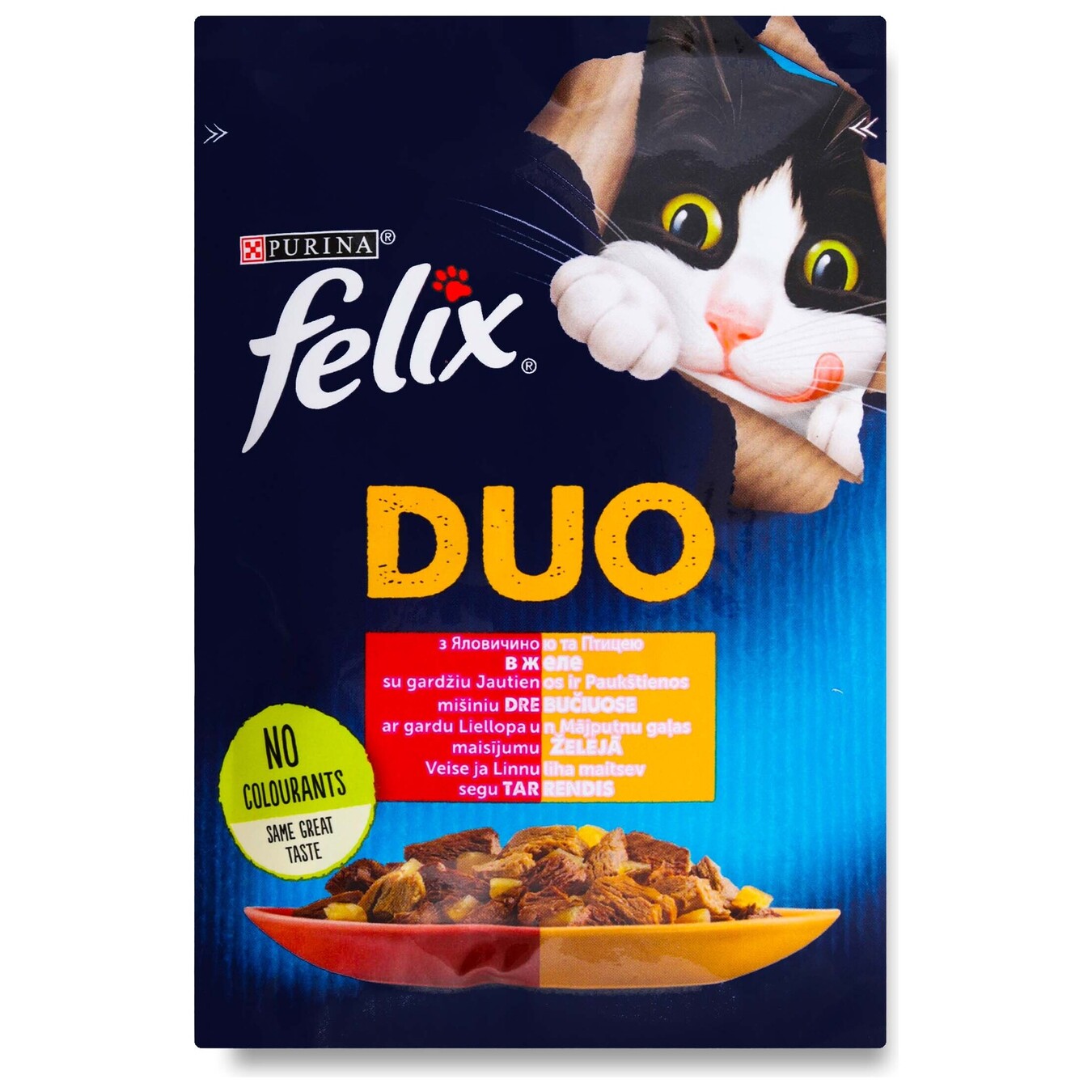 Корм для котів Felix Duo яловичина та птиця 85г