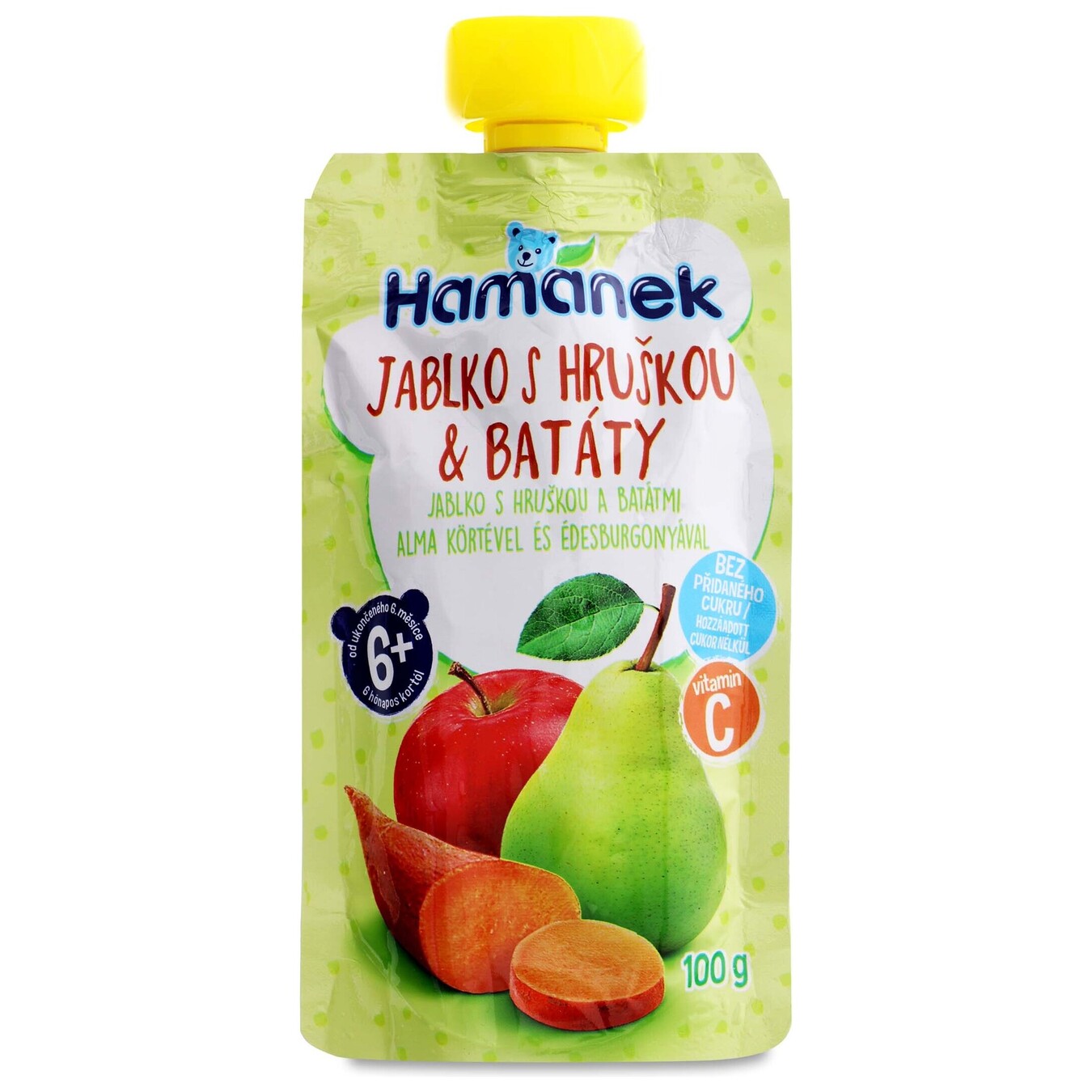 Hamanek puree apple with pear and sweet potato pouch 100 g