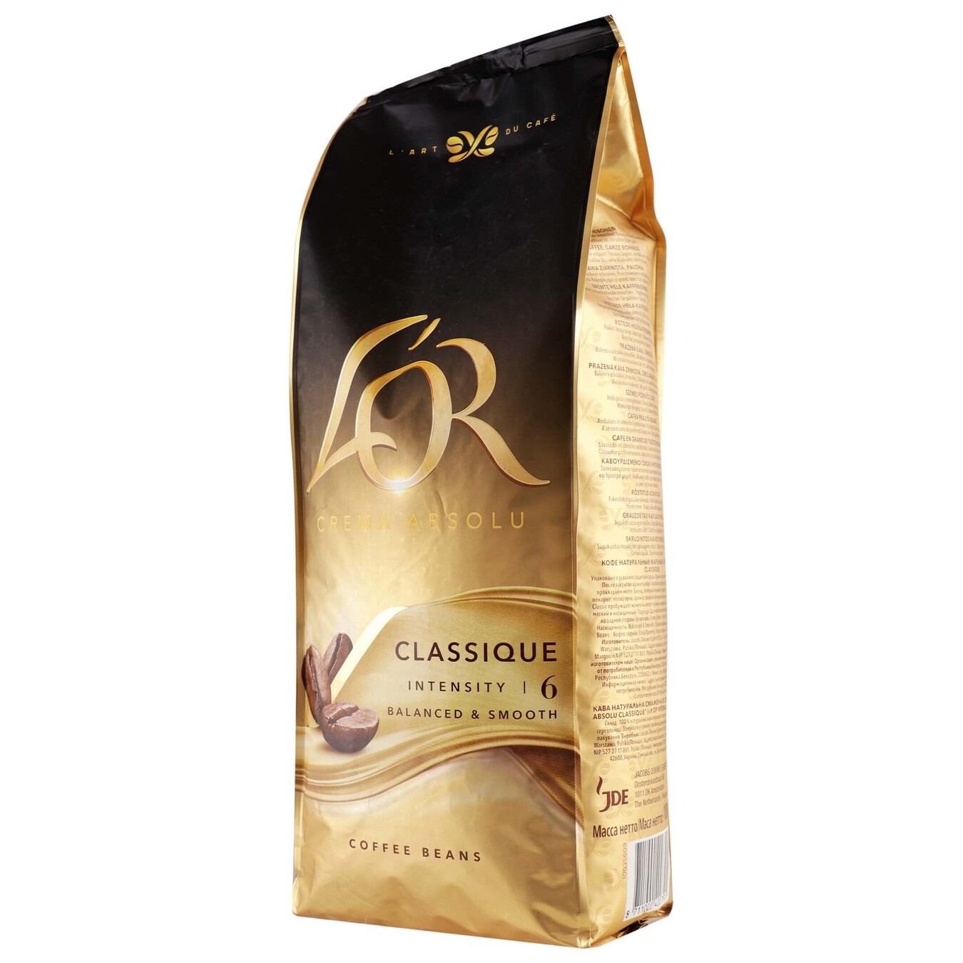 Кофе L’OR Crema натурально жареный в зернах Absolu Classique 1000г 2