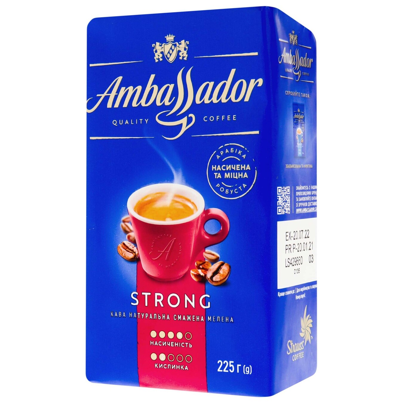 Coffee Strong Ambassador natural roasted ground 225g 2