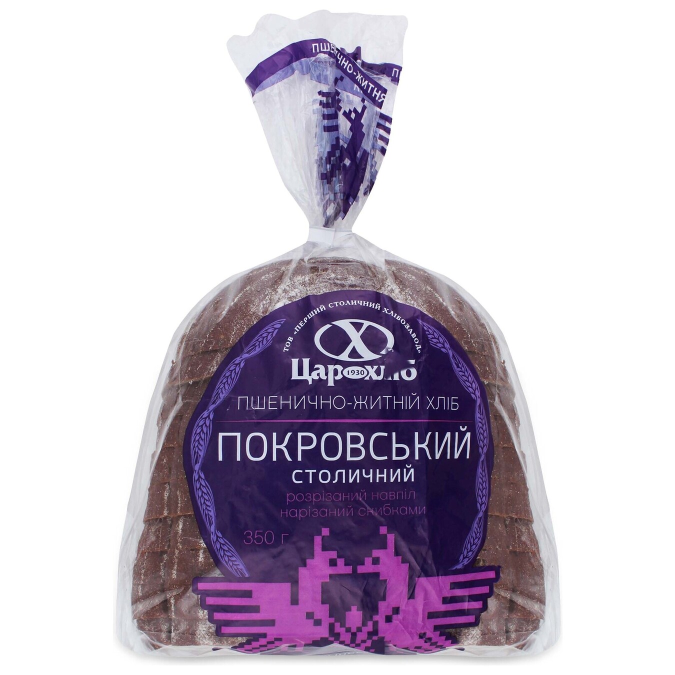 Хліб Цар хліб Покровський столичний пшенично-житній половинка в нарізці 350г