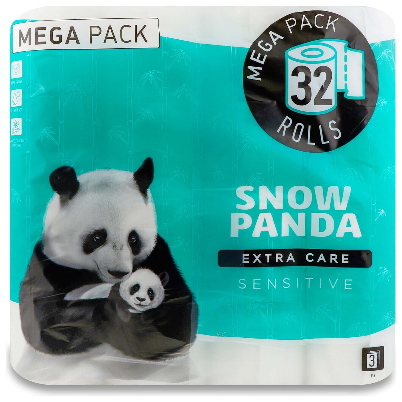 Папір туалетний Snow Panda Extra Care Sensitive 3-х шаровий 32шт/уп