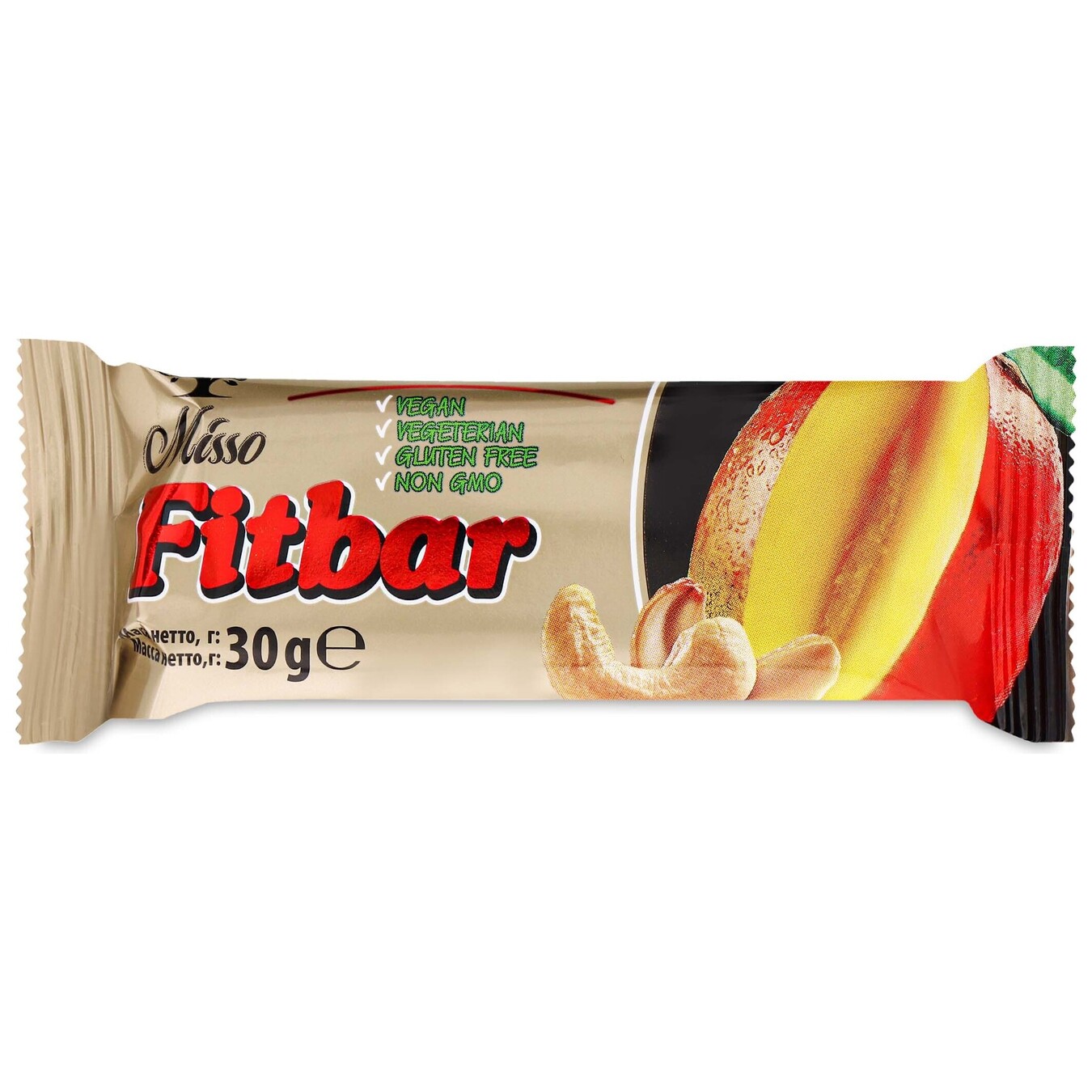 Bar Misso fitbar mixture of pressed dried fruits mango + cashew 30g