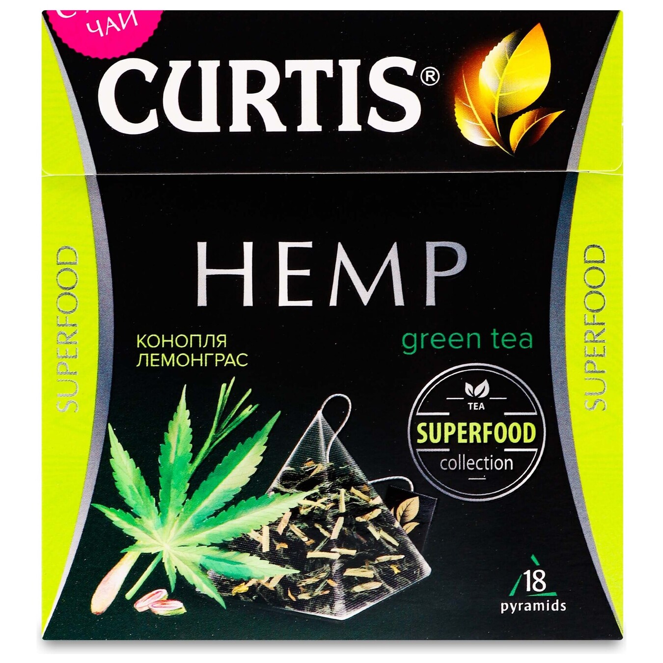 Чай зеленый Hemp Green Tea Curtis 18*1,8г