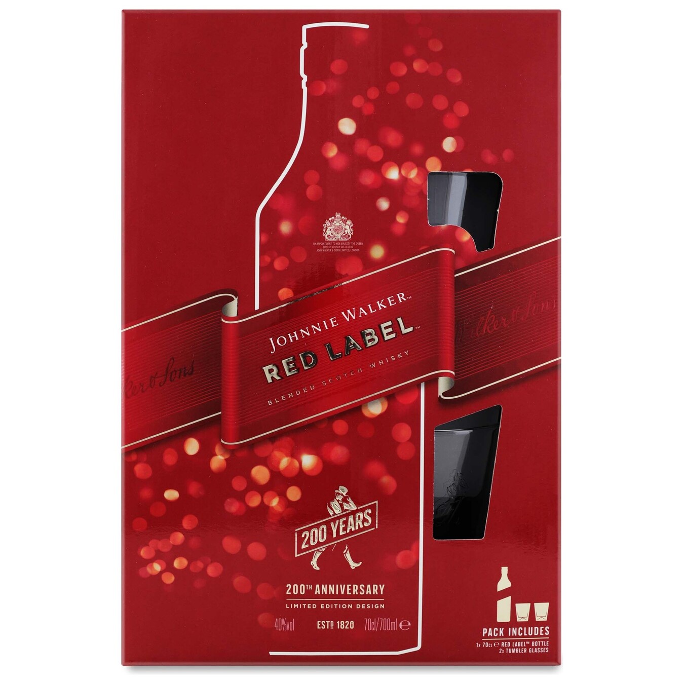 Віскі Johnnie Walker Red Label 40% 0,7л + 2 склянки