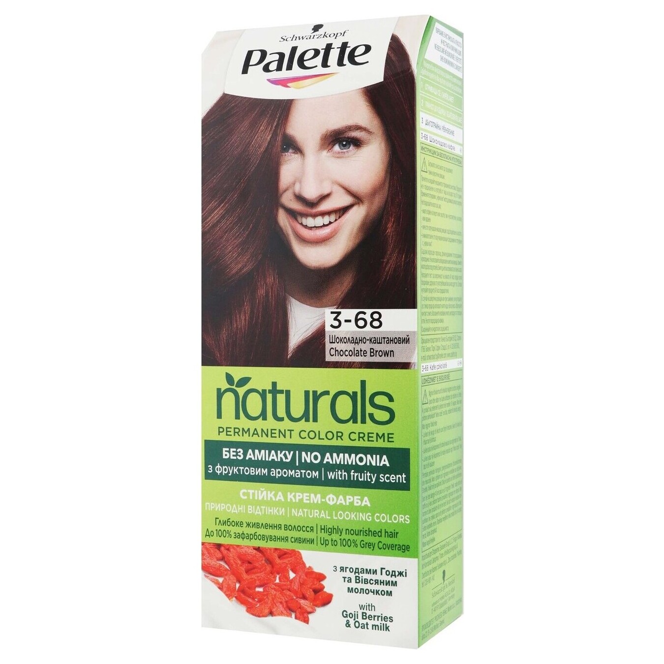 Cream paint Palette Naturals 3-68 Chocolate-chestnut without ammonia permanent hair color 110ml 2