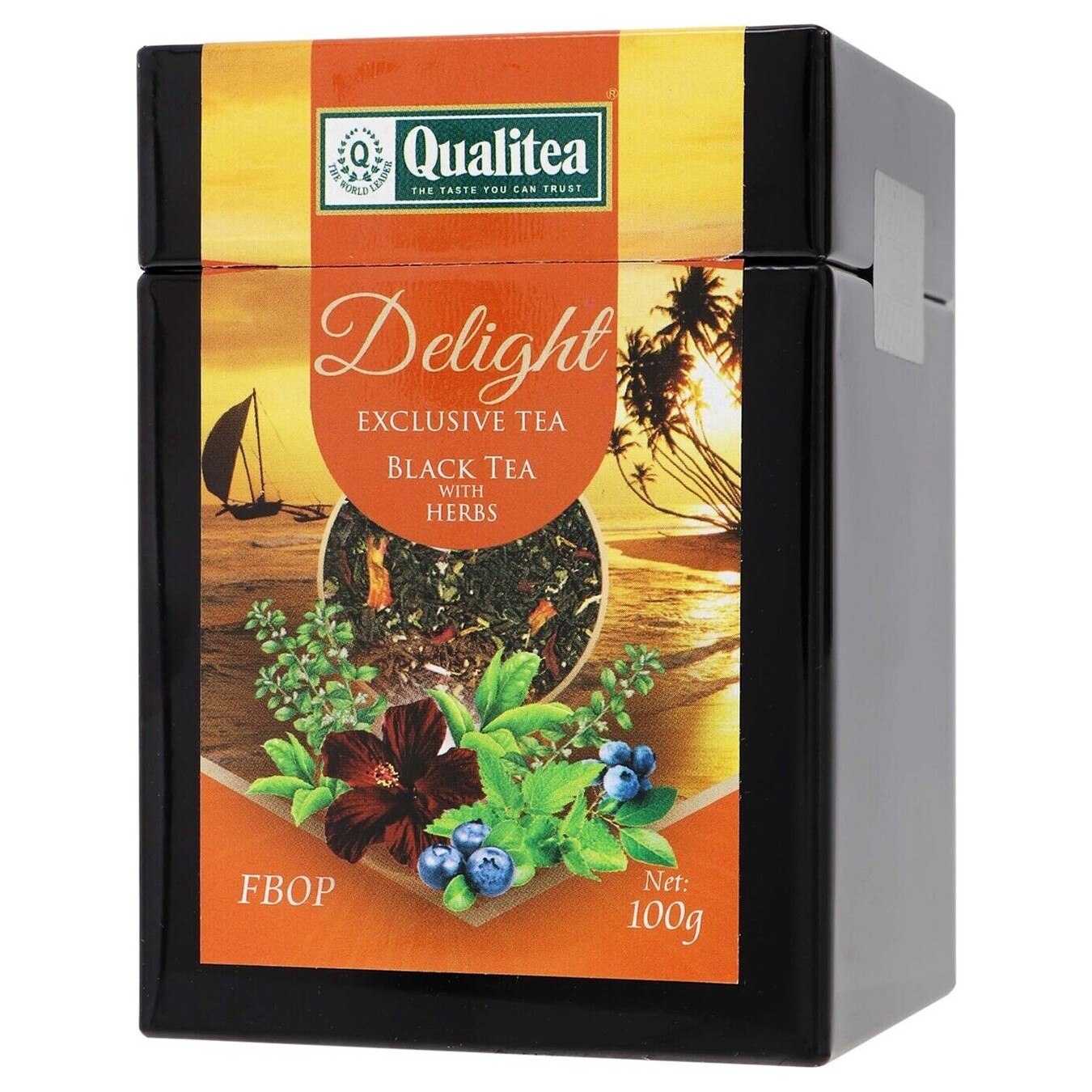 Чай чорний Delight Кволіті середньолистовий з травами пелюстками гібіскуса та ароматом чорниці 100г 2